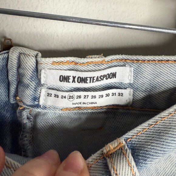 One Teaspoon Women's Blue Mini Freelove Distressed Mini Pencil Skirt - Size 25 - Picture 4 of 4